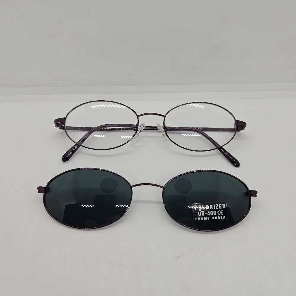 NEW Frame Korea purple wire rimmed glasses with magnetic sunglasses FOR FRAMES